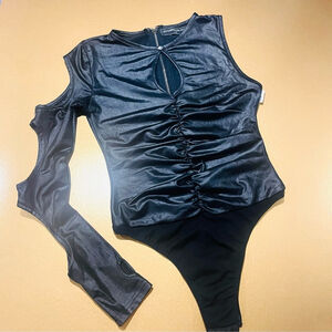 Maniere de Voir Black One Sleeve Bodysuit Size 10